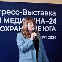 На открытии выставки  «Точная медицина-24. Здравоохранение Юга» выступила главный редактор издания «Здравоохранение России» Елена Бакеева.